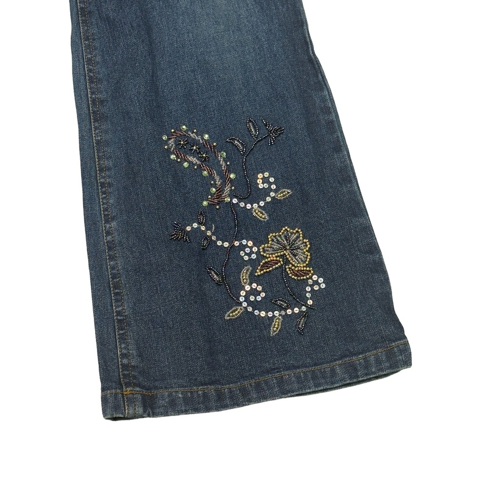 Willi Smith Womens Embellished Jeans Size 12 (32x31½ Fit) Mid-Rise Boot Cut BOHO - Picture 8 of 9